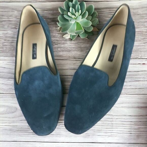 Lafayette 148 Womens Size 8 Flats Slip On Teel Blue Green Weddings Formal Events - Picture 1 of 13
